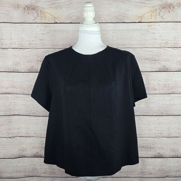 SPANX The Perfect Funnel Top Classic Black Short Sleeve 2X NWT Office Minimalist - Picture 1 of 9